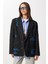 Oversize Vatkalı Işlemeli Dokuma Ceket LRG0054 Siyah 2