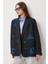 Oversize Vatkalı Işlemeli Dokuma Ceket LRG0054 Siyah 3