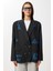 Oversize Vatkalı Işlemeli Dokuma Ceket LRG0054 Siyah 4