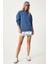 Fermuar Detaylı Şardonlu Sweatshirt LUB0003 Indigo Mavi 3