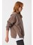 Fermuar Detaylı Şardonlu Sweatshirt LUB0003 Sütlü Kahve 3