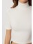 Dik Yaka Crop Fitilli Örme Bluz LUB0295 Kemik 3