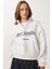 Fermuarlı Yaka Baskılı Şardonlu Örme Sweatshirt LUB0306 Ekru 2