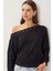 Asimetrik Halkalı Yumoş Bluz LUB0311 Siyah 1