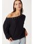 Asimetrik Halkalı Yumoş Bluz LUB0311 Siyah 3