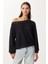 Asimetrik Halkalı Yumoş Bluz LUB0311 Siyah 4