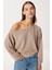 Asimetrik Halkalı Yumoş Bluz LUB0311 Vizon 1