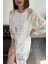 Traspran Premium Makrome Kimono- Beyaz 7