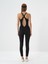 Kadın Siyah Esnek Dokulu Slim Fit Tulum 5