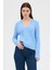 Bebe Mavi V Yaka Triko Kadın Kazak 2217 2