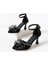 BA04592 Siyah Kadın Taşlı Fiyonklu 8 cm Topuklu Ayakkabı - 40 4