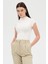 Ekru Dik Yaka Kısa Kol Body 8174A 7