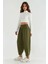 Kadın Cepli Modal Touch Şalvar Pantolon Haki Yeşil 4