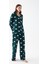 Kadın Zümrüt Yeşili Kalp Desenli Düğmeli Pamuklu Pijama Takımı 4