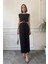 Açık Bel Detay Tokalı Elbise- Siyah 11