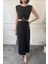 Açık Bel Detay Tokalı Elbise- Siyah 15