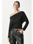 Kadın Grace Asimetrik Omuz Detay Siyah Bluz 3