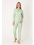 Kadın Desenli Uzun Kollu Önden Düğmeli Pijama Takım 68259 2