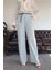 Örgü Kemerli Keten Premium Pantolon- Bebe Mavisi 6