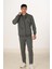 Erkek Pamuklu Kapüşonlu Eşofman Takımı Antrasit M. 5286-A 3