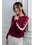 Kadın Kolu Şerit Dekolteli Triko Bluz 2