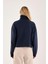 %100 Pamuk Fermuarlı Yüksek Yakalı Kadın Sweatshirt 2