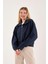 %100 Pamuk Fermuarlı Yüksek Yakalı Kadın Sweatshirt 3