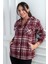 Kadın Kapüşonlu Ekose Desenli Metal Düğmeli Cepli Gömlek 2