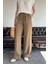 Çift Cepli Geniş Paça Keten Pantolon- Haki 8