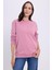 Kadın Oversize Geniş Kesim %100 Pamuk Basic Lila Bisiklet Yaka Sweatshirt 1
