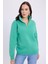 Kadın Relax Fit Rahat Kesim Pamuklu Içi Polarlı Yarım Fermuarlı Yeşil Dik Yaka Sweatshirt 1