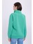 Kadın Relax Fit Rahat Kesim Pamuklu Içi Polarlı Yarım Fermuarlı Yeşil Dik Yaka Sweatshirt 7