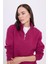 Kadın Relax Fit Rahat Kesim Pamuklu Içi Polarlı Yarım Fermuarlı Fuşya Dik Yaka Sweatshirt 2