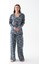 Kadın Lacivert “paris” Yazı Desenli Düğmeli Pamuklu Pijama Takımı 1