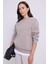 Kadın Oversize Geniş Kesim Pamuklu Yumuşak Dokulu Içi Polarlı Basic Gri Bisiklet Yaka Sweatshirt 1