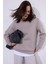 Kadın Oversize Geniş Kesim Pamuklu Yumuşak Dokulu Içi Polarlı Basic Gri Bisiklet Yaka Sweatshirt 2