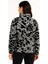 Kadın Yarım Fermuarlı Desenli Polar Sweat Yakalı, Uzun Kollu, Oversize Rahat Kalıp - Siyah 2