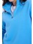 Kadın Relax Fit Rahat Kesim Pamuklu Içi Polarlı Yarım Fermuarlı Mavi Dik Yaka Sweatshirt 3