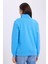 Kadın Relax Fit Rahat Kesim Pamuklu Içi Polarlı Yarım Fermuarlı Mavi Dik Yaka Sweatshirt 7