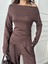 Kahve Omuz Detaylı Büzgülü Modal Takım 3
