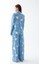 Kadın Mavi Yıldız Desenli Düğmeli Pamuklu Pijama Takımı 6