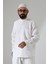Erkek Müslin Hakim Yaka Uzun Kollu Düğmeli Gömlek, Hac Umre Kıyafeti - Beyaz (Ans) 3