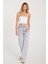 Kadın Regular Fit Klasik Kesim Pamuklu Bol Paça açık Mavi Jean Pantolon 5