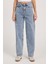 Kadın Regular Fit Klasik Kesim Baggy Pamuklu Geniş Paça Açık Mavi Jean Pantolon 1