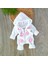 Kız Bebek %100 Pamuklu Beyaz Düğme Detaylı Kışlık Peluş Tulum BBK1140 1