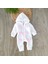 Kız Bebek %100 Pamuklu Beyaz Düğme Detaylı Kışlık Peluş Tulum BBK1140 3