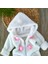 Kız Bebek %100 Pamuklu Beyaz Düğme Detaylı Kışlık Peluş Tulum BBK1140 5
