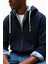 Erkek Regular Fit Kapüşonlu Kanguru Cepli Fermuarlı Sweatshirt - Lacivert 4