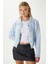 Kadın Date Yumuşak Sakallı Kalp Düğmeli Polo Yaka Bebe Mavi Triko Hırka 3