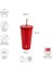 Paslanmaz Çelik Kırmızı Pipetli Mug Termos 500 ml No:80 1